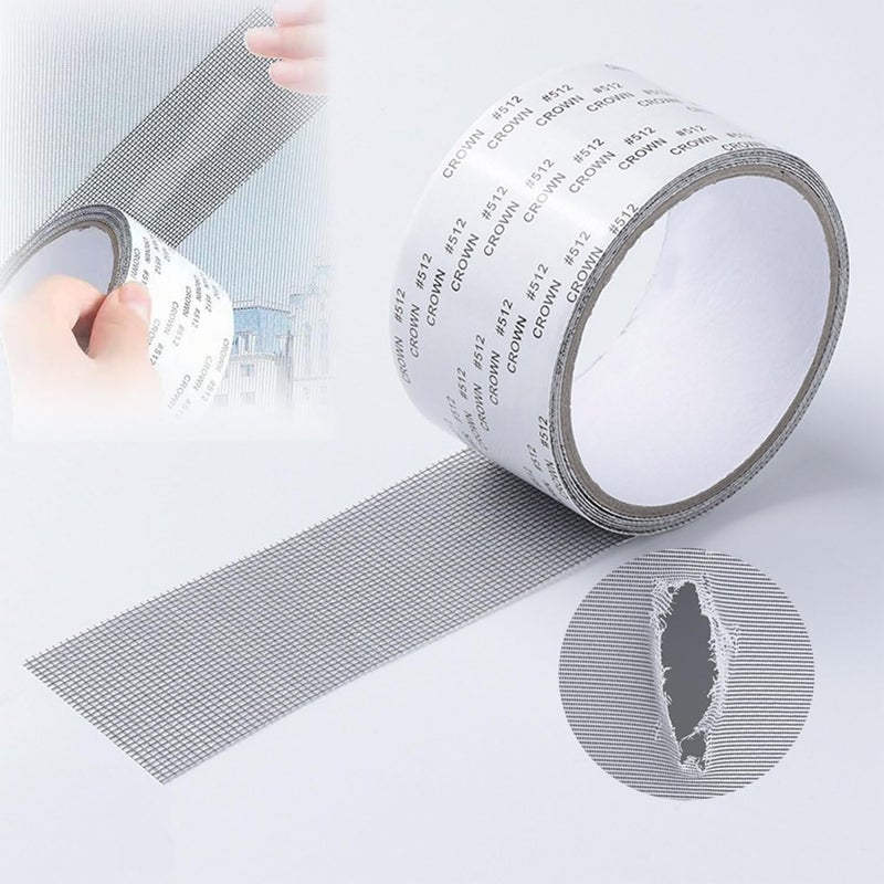 Vakerga 2024 New Strong Adhesive Screen Repair Tape, Screen Repair Kit Window Screen Repair Tape, Fiberglass Screen Tape Mesh Repair Suitable (5cm x 200cm) for mesh Doors and Windows Gray - Image 1